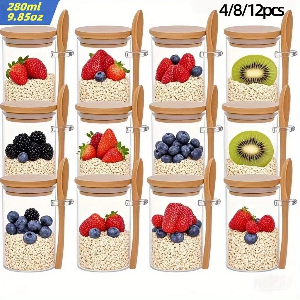Meal Prep Jar - 4/8/12 pièces, gobelets à petit-déjeuner en