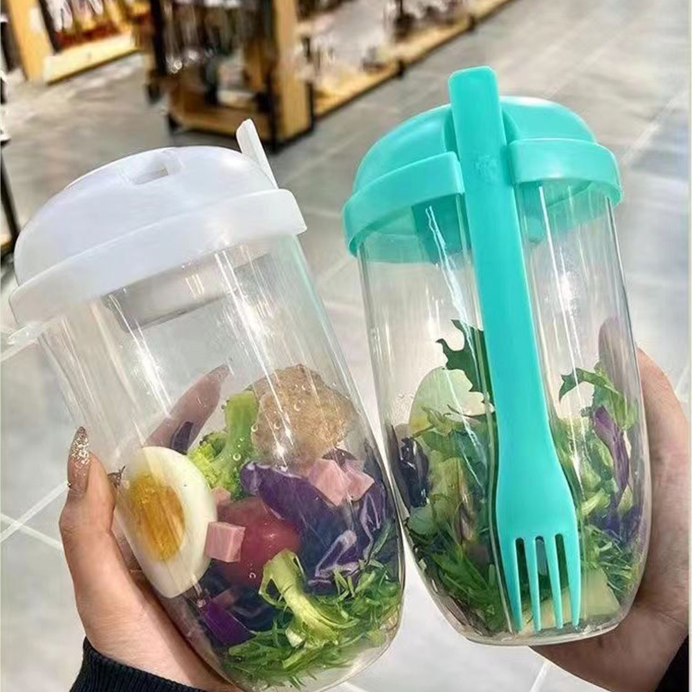Meal Prep Jar - Shaker à salade portable blanc/vert, verre